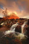Waterval River Coupall met regenboog, Glen Coe